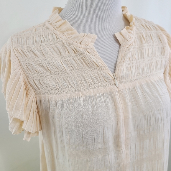 Caballero Kaz top cream ruffle sleeve peasant top size large NEW - Picture 5 of 7